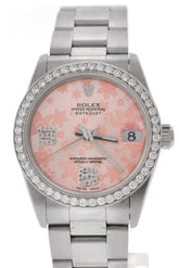 Rolex Custom Datejust 31 Pink Floral Diamond Dial Bezel Ladies Watch Custom-Bezel
